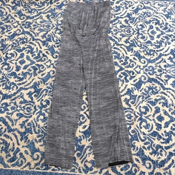 Cynthia Rowley grey black small stipes sleeveless tube lightweight jumpsuit L - Picture 1 of 9